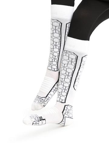 Chaussettes Icebreaker Merino Ski+ Medium Over the Calf Alpine Geo Femme Blanche Noir | FR 1407DFMN